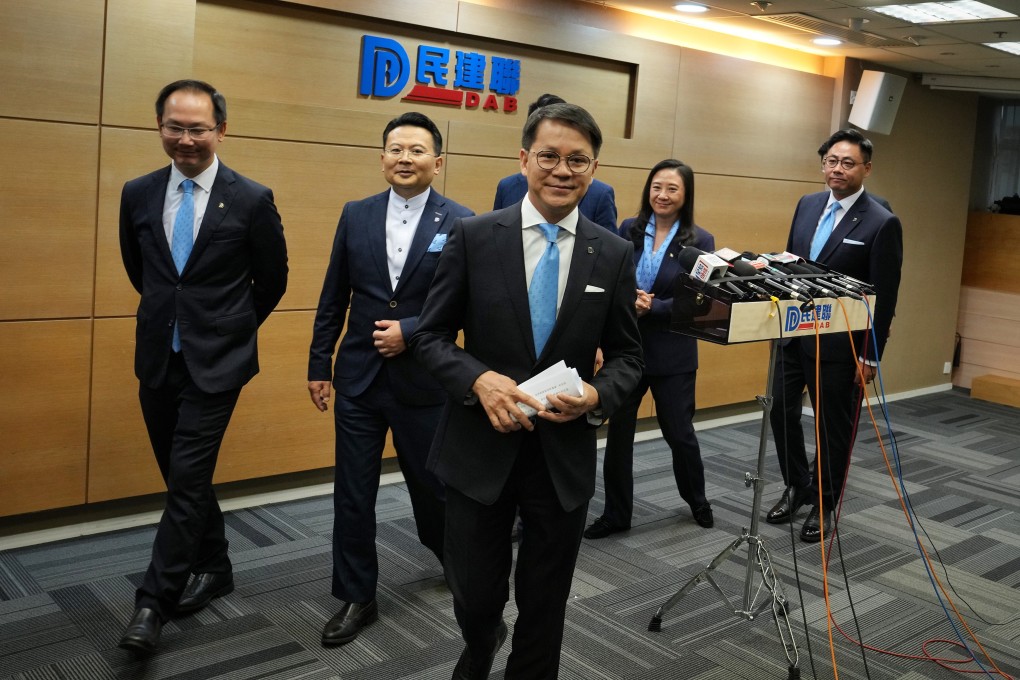 Gary Chan (centre) started his political career with the DAB in 1999 by getting elected as the then youngest ever district councillor at the age of 23. Photo: Elson LI