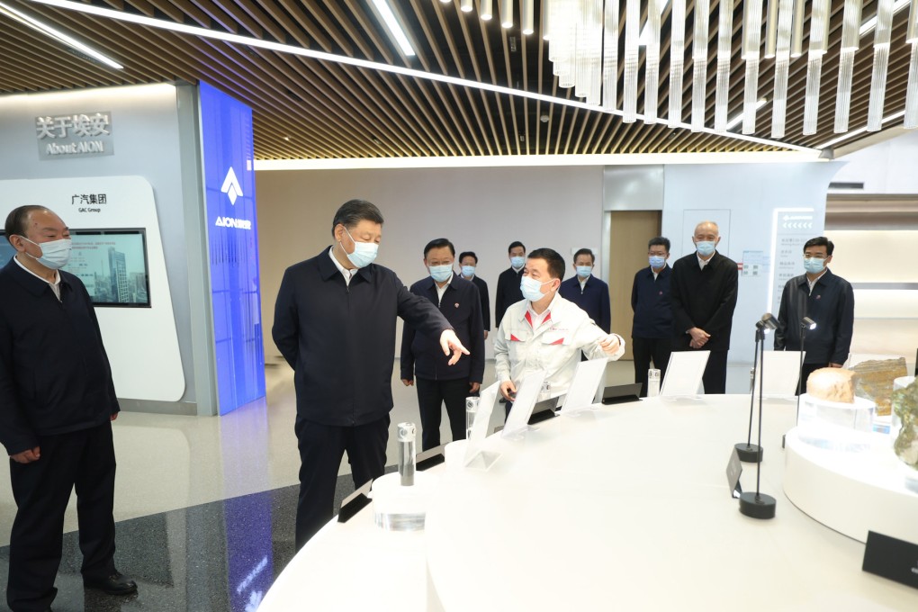 Chinese President Xi Jinping visits GAC Aion New Energy Automobile Company in Guangdong on April 12. As China’s largest regional economy, Guangdong is under pressure to deliver on both economic growth and energy security. Photo: Xinhua
