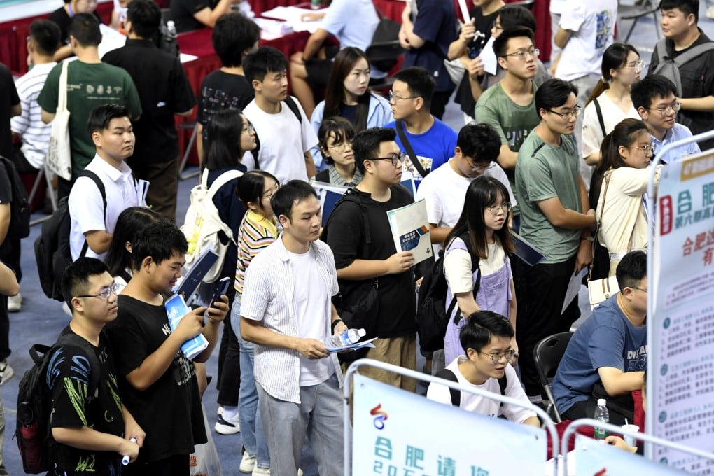 Young people attend a job fair for university graduates in Hefei, Anhui province, on September 4. Photo: Reuters