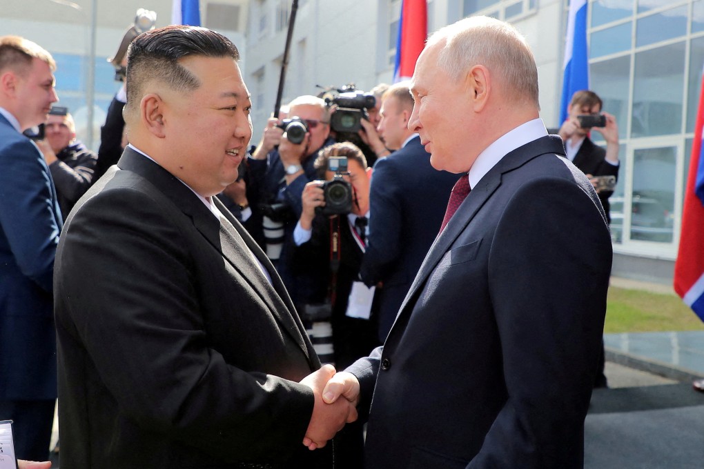 North Korean leader Kim Jong-un meets Russia’s President Vladimir Putin in Russia on September 13. Photo: KCNA via Reuters