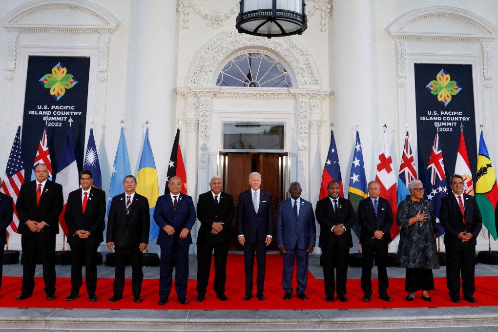 FILE: US President Joe Biden poses with leaders from the US-Pacific Island Country Summit at the White House in Washington on September 29, 2022. Photo: Reuters