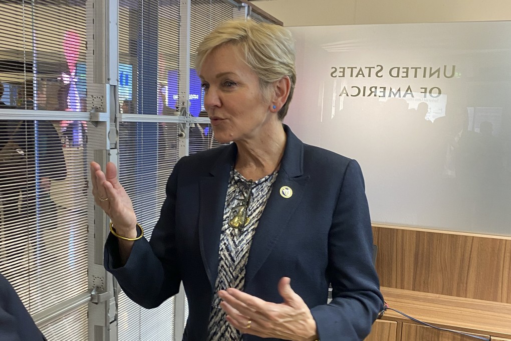 Jennifer Granholm, US energy secretary, speaks at the UN offices in Vienna, Austria on Monday. Photo: AP