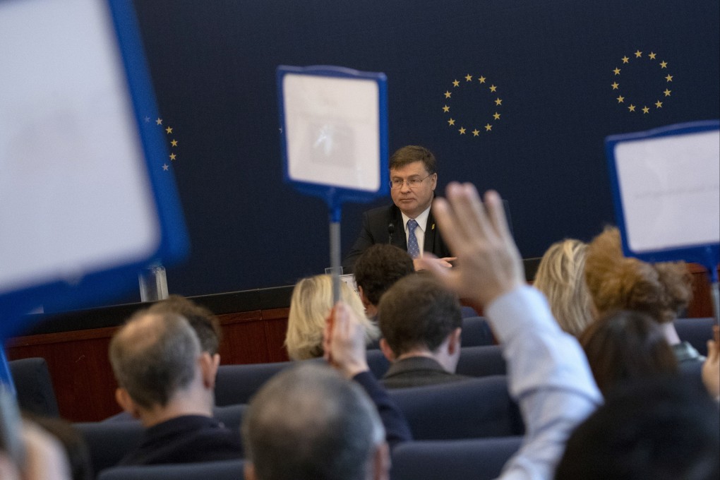 EU trade chief Valdis Dombrovskis wraps up his four-day China trip on Tuesday with a media briefing. Photo: EPA-EFE