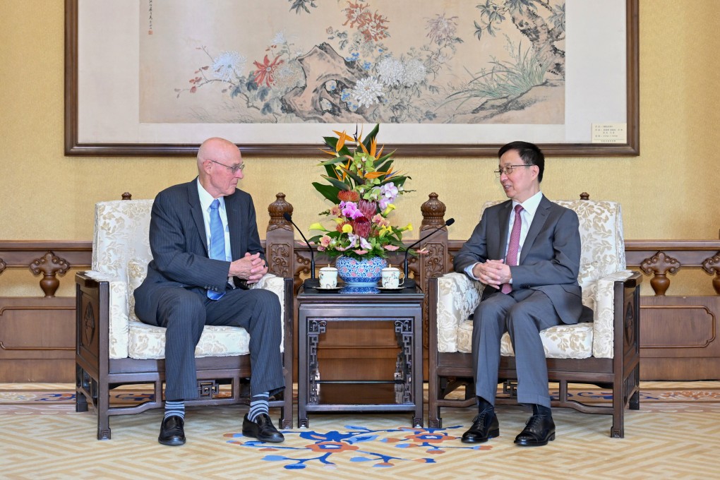 China’s Vice-President Han Zheng met with former treasury secretary Henry Paulson in Beijing, September 26, 2023. Photo: Xinhua