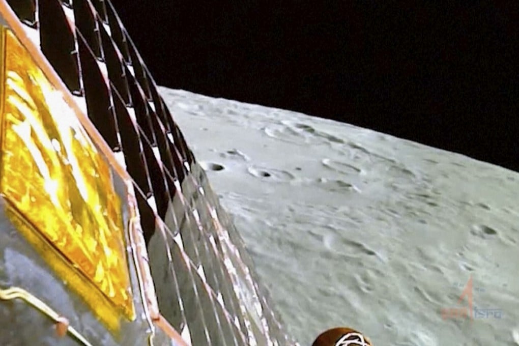 The Chandrayaan-3 spacecraft prepares for landing on the moon’s surface on August 23. Photo: ISRO via AP