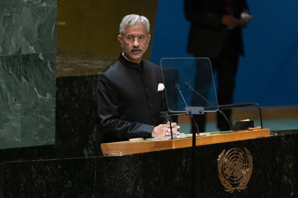 Subrahmanyam Jaishankar, India’s foreign minister, speaks during the United Nations General Assembly in New York on Tuesday. Photo: Bloomberg