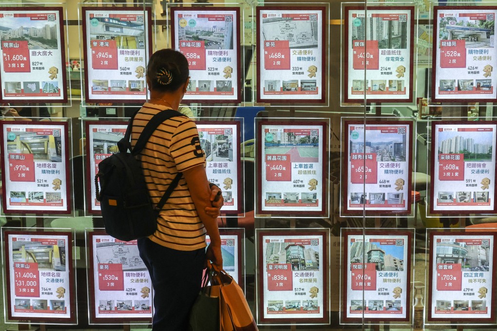 People check residential property advertisements displayed in Wong Tai Sin. Photo: Edmond So