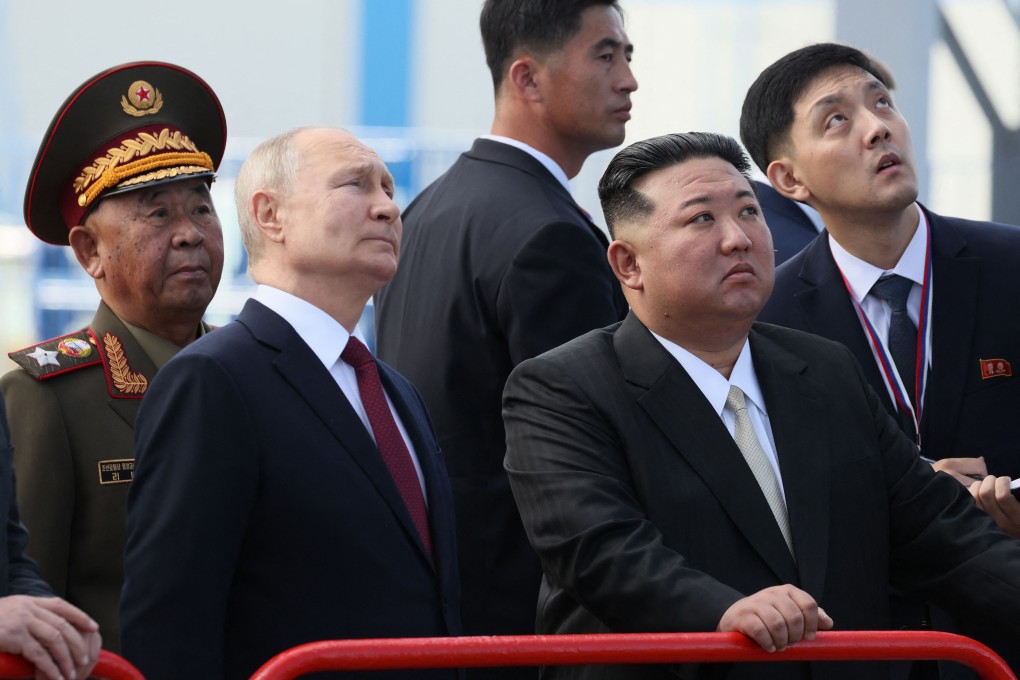 Russia’s President Vladimir Putin and North Korea’s leader Kim Jong-un visit Russia’s Vostochny Cosmodrome on September 13. Photo: AFP