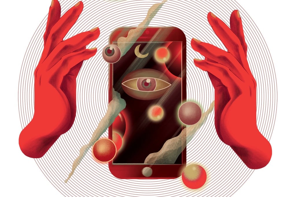 Apps such as Cece, where “psychics” sell their insights, are part of a huge online mysticism market in China. As Beijing cracks down, they are repositioning themselves as entertainment providers. Illustration: Victor Sanjinez Garcia