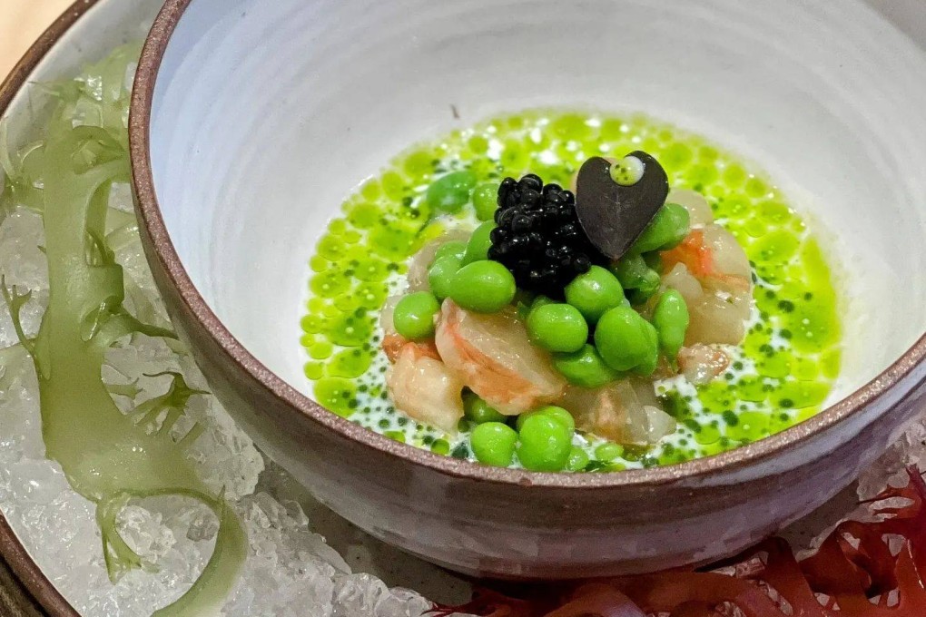 Spot prawn, pea, caviar and butter milk at Frilu. The restaurant kept its Michelin star, and earned a Michelin Green star, in the Toronto Michelin Guide 2023. A critic faulted its lack of diversity. Photo: Instagram/@frilu_restaurant