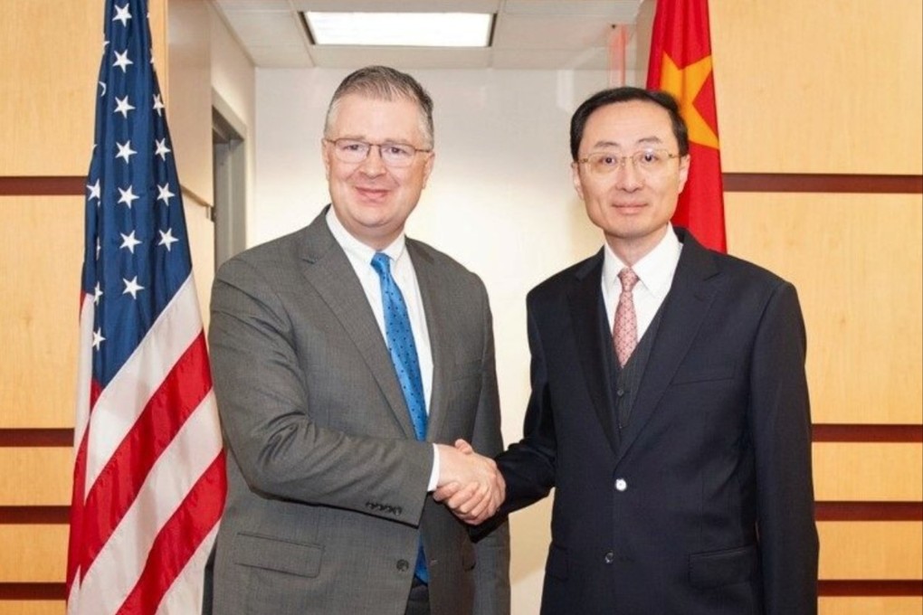 Assistant Secretary of State for East Asian and Pacific Affairs Daniel Kritenbrink meets Vice-Foreign Minister for Asia Sun Weidong in Washington. The meeting is the latest exchange in a string of bilateral high-level engagements. Photo: X @USAsiaPacific