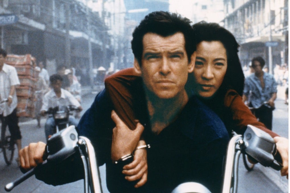 Pierce Brosnan as Bond and Michelle Yeoh as Bond girl Wai Lin in a still from the James Bond 1997 movie “Tomorrow Never Dies”. Yeoh’s debut Hollywood film did not yield any good offers after it was released. Photo: AP Photo/BMW
