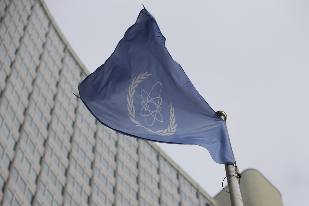 The flag of the International Atomic Energy Agency (IAEA). North Korea on Monday denounced the IAEA for joining a US-led pressure campaign over its nuclear programmes. Photo: AP