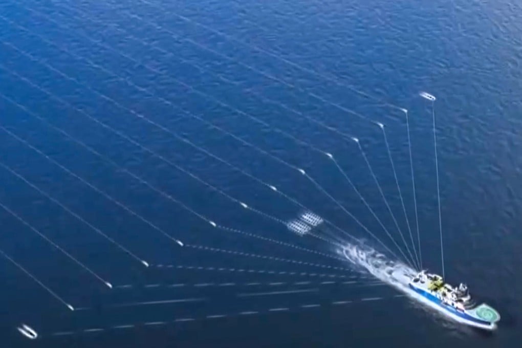 China’s geophysical exploration ship Haiyang Shiyou 720, or Offshore Oil 720, towed long cables to collect undersea data. Photo: Handout