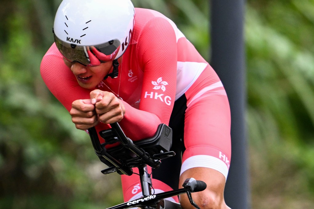 Vincent Lau of Hong Kong rides in Tuesday’s time trial at the Asian Games. Photo: Xinhua
