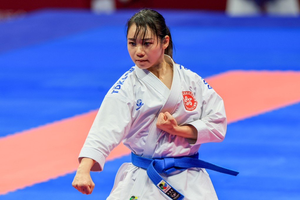 GrGrace Lau performs during the first session of the women’s individual Kata at the Linping Sports Centre. Photo: Dickson Lee