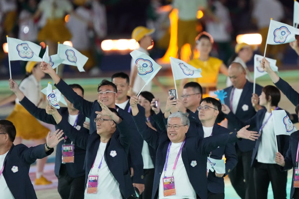 The Chinese Taipei delegation parades into the Hangzhou Olympic Sports Centre during the opening ceremony of the 19th Asian Games in Hangzhou in Zhejiang Province on September 23. Photo: Xinhua