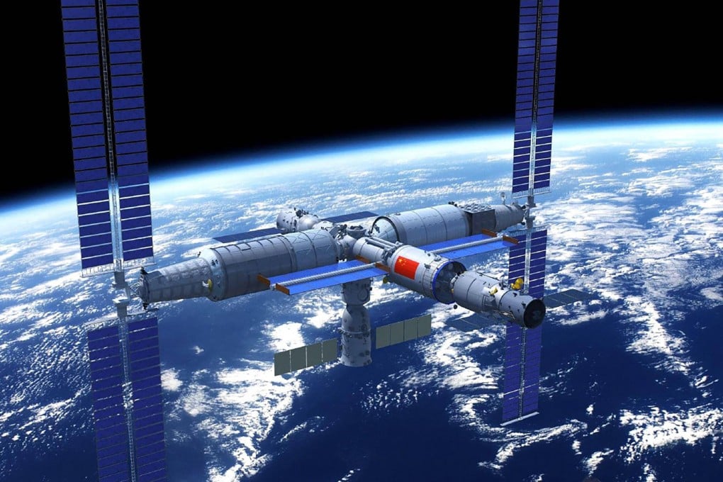 An artist’s impression of China’s Tiangong space station that will host the multinational Polar-2 telescope to capture data from gamma-ray bursts. Photo: Weibo