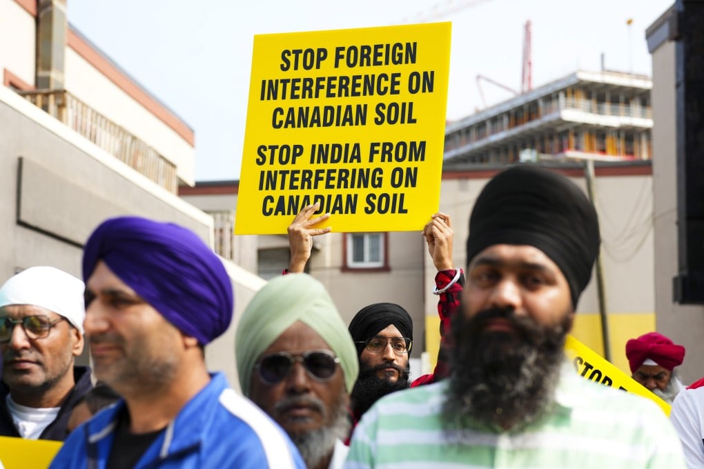 Protesters rally outside the Indian High Commission in Ottawa on September 25, 2023. Photo: The Canadian Press via AP