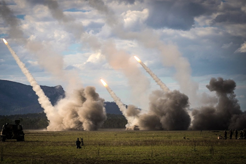 A missile is launched during joint military drills at a firing range in northern Australia as part of Exercise Talisman Sabre, the largest combined training activity between the Australian Defence Force and the United States military, in Shoalwater Bay on July 22. Photo: AFP
