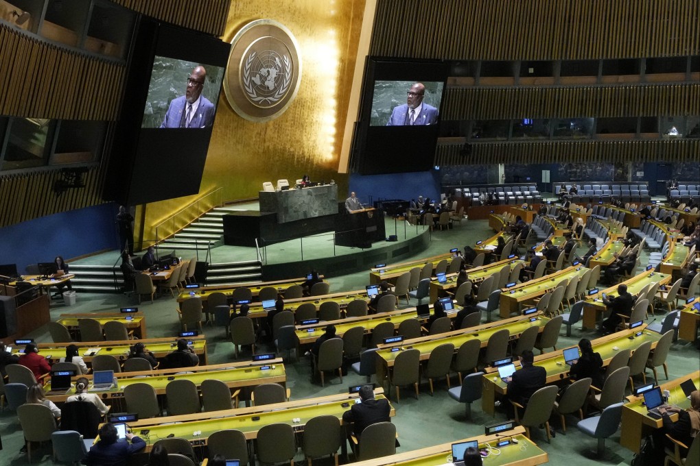UN General Assembly President Dennis Francis speaking at the 78th session of the United Nations General Assembly on September 26, 2023. Photo: AP