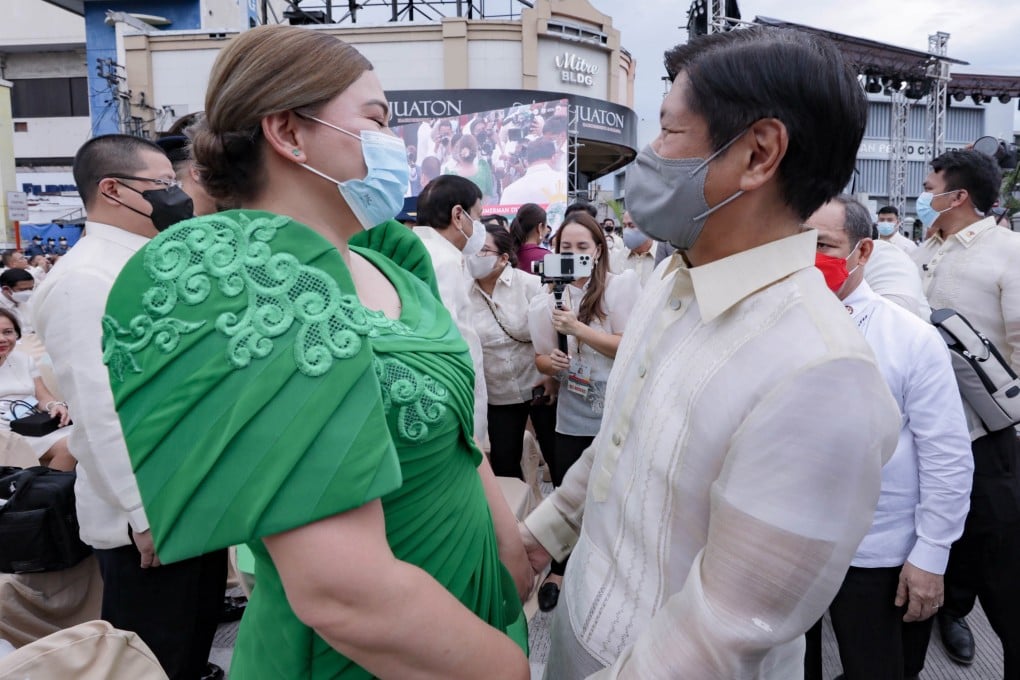 Then vice-president-elect Sara Duterte-Carpio and then President-elect Ferdinand ‘Bongbong’ Marcos Jnr during Duterte-Carpio’s inauguration ceremony in Davao City, Philippines, on June 19, 2022. Photo: EPA-EFE