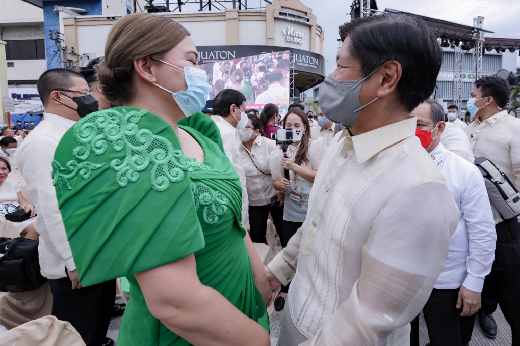 Then vice-president-elect Sara Duterte-Carpio and then President-elect Ferdinand ‘Bongbong’ Marcos Jnr during Duterte-Carpio’s inauguration ceremony in Davao City, Philippines, on June 19, 2022. Photo: EPA-EFE