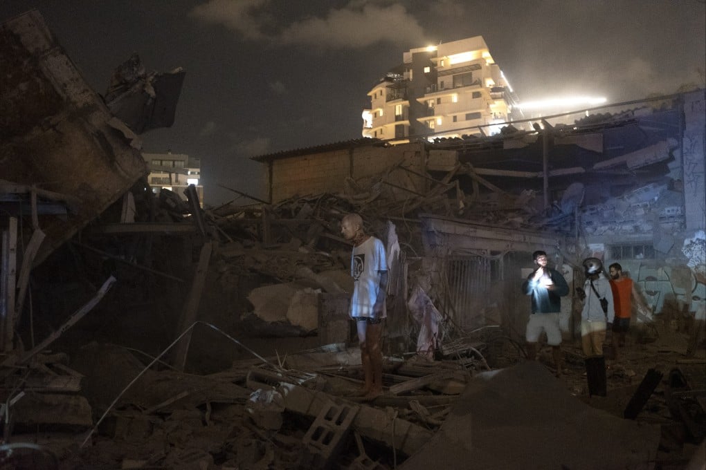 A building in Tel Aviv, Israel, damaged by a rocket fired from the Gaza Strip. Photo: AP
