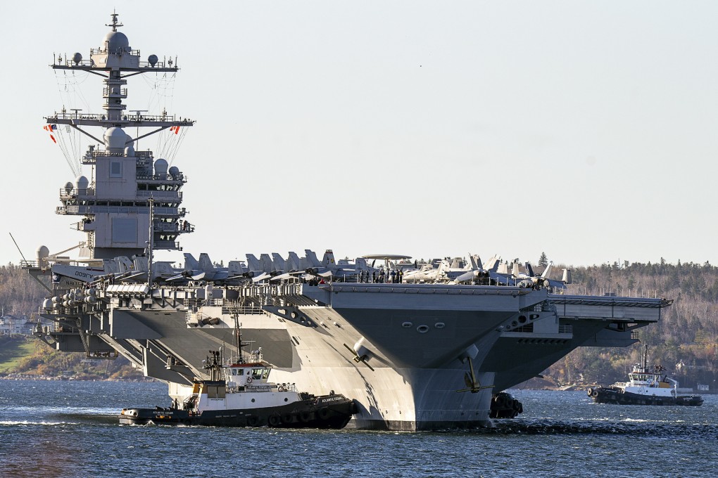 The USS Gerald R Ford, one of the world’s largest aircraft carriers. The Pentagon has ordered the Ford carrier strike group to sail to the Eastern Mediterranean to be ready to help Israel, officials said on Sunday. Photo: The Canadian Press via AP