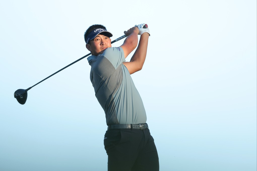 Carl Yuan tees off on 18 during the final round of the Sanderson Farms Championship. Photo: Getty Images