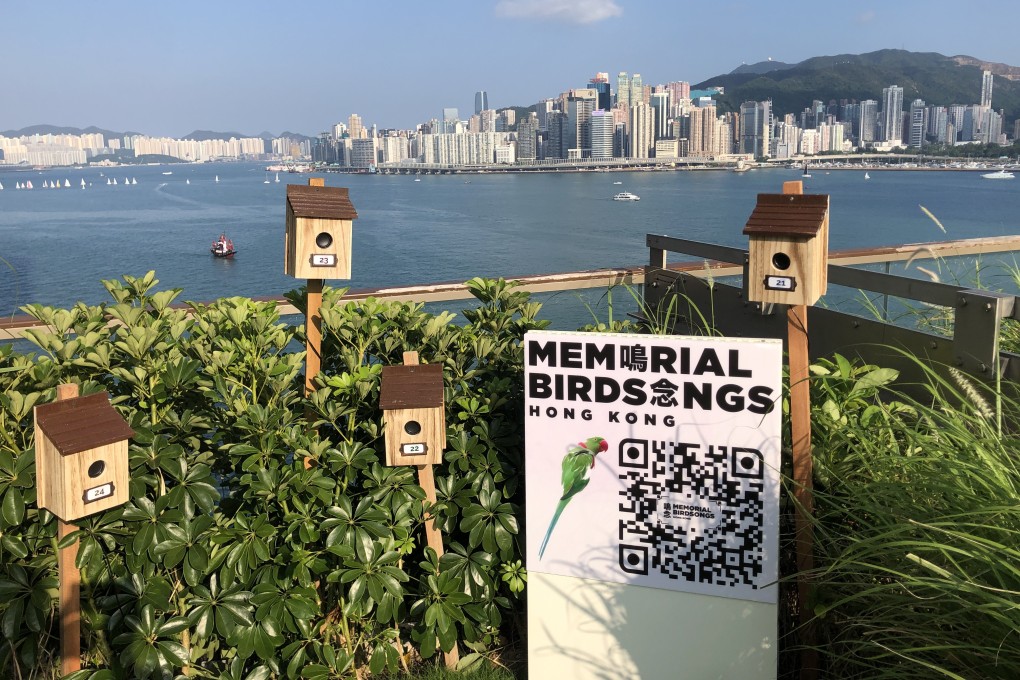 In Hong Kong art project “Memorial Birdsongs”, visitors remember a loved one by choosing birdsong to play though a speaker in a bird box at the Nature Discovery Park in Tsim Sha Tsui. They receive a digital memento of the song and a painting of the bird. Photo: Enid Tsui