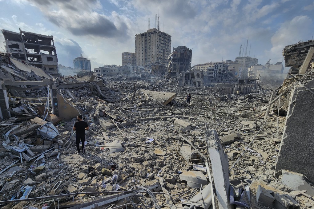 The rubble of buildings destroyed by Israeli air strikes in Gaza City. Photo: AP