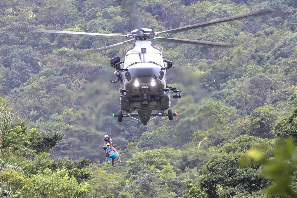 Matthew Tsang is rescued at Ma On Shan Country Park after a seven-day search. Photo: Handout