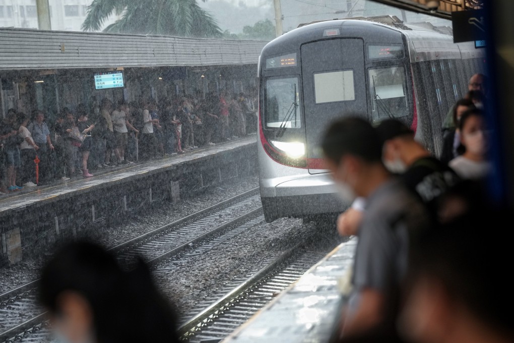 The MTR Corporation suspended open-air rail services at the peak of Typhoon Koinu on Sunday. Photo: Elson LI