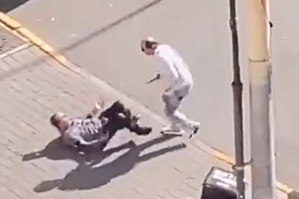 A video circulating on social media appears to show that the man was stabbed with a knife. Photo: Weibo