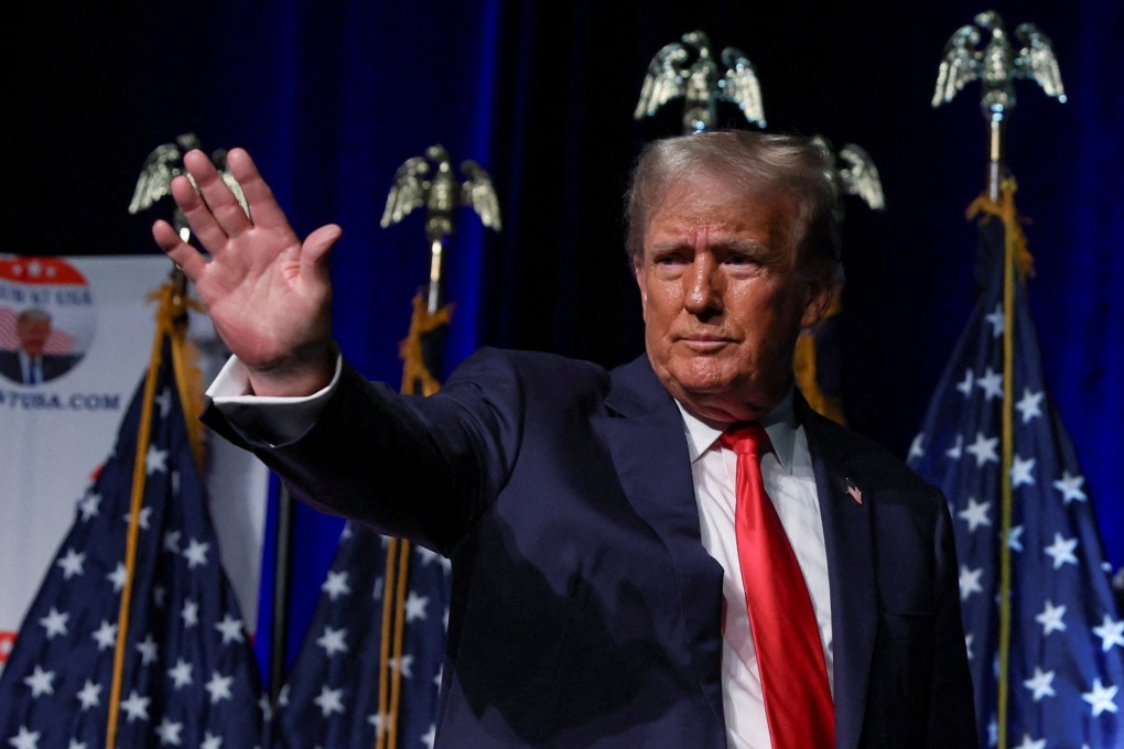 Republican presidential candidate Donald Trump waves at the Club 47 USA event in West Palm Beach, Florida, on Wednesday. Photo: Reuters