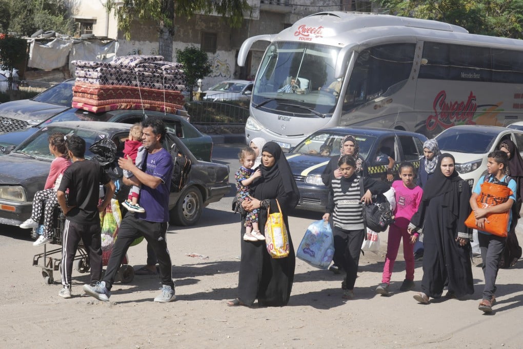 Palestinians in northern Gaza flee southwards after the Israeli army issued an evacuation warning ahead of a possible ground invasion. Photo: AP