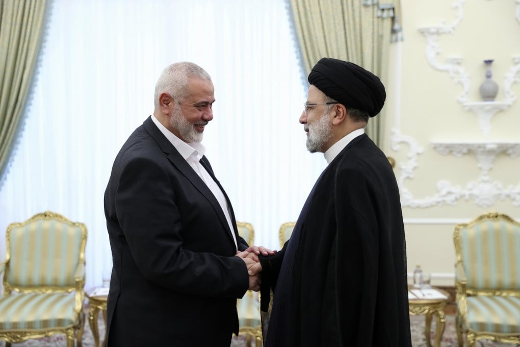 Hamas leader Ismail Haniyeh meets with Iranian President Ebrahim Raisi in Tehran on June 20, 2023. Photo: AP