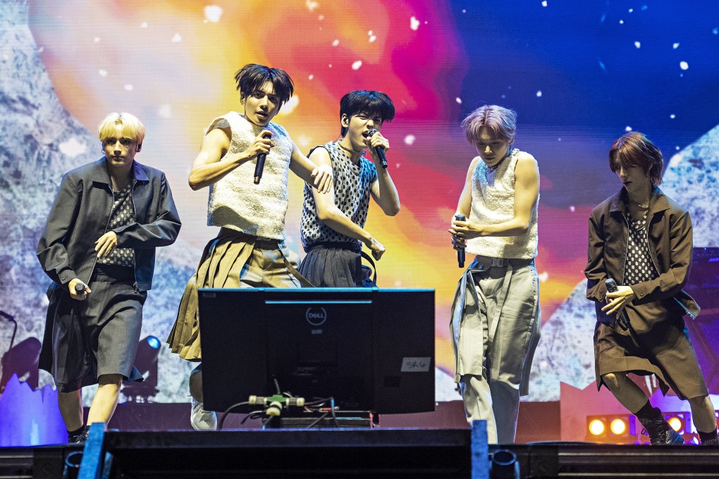 Tomorrow X Together perform during the 2023 Lollapalooza Music Festival in Chicago, where they were the headline act. The K-pop boy band have a new album out, “The Name Chapter: Freefall”. Photo: AP