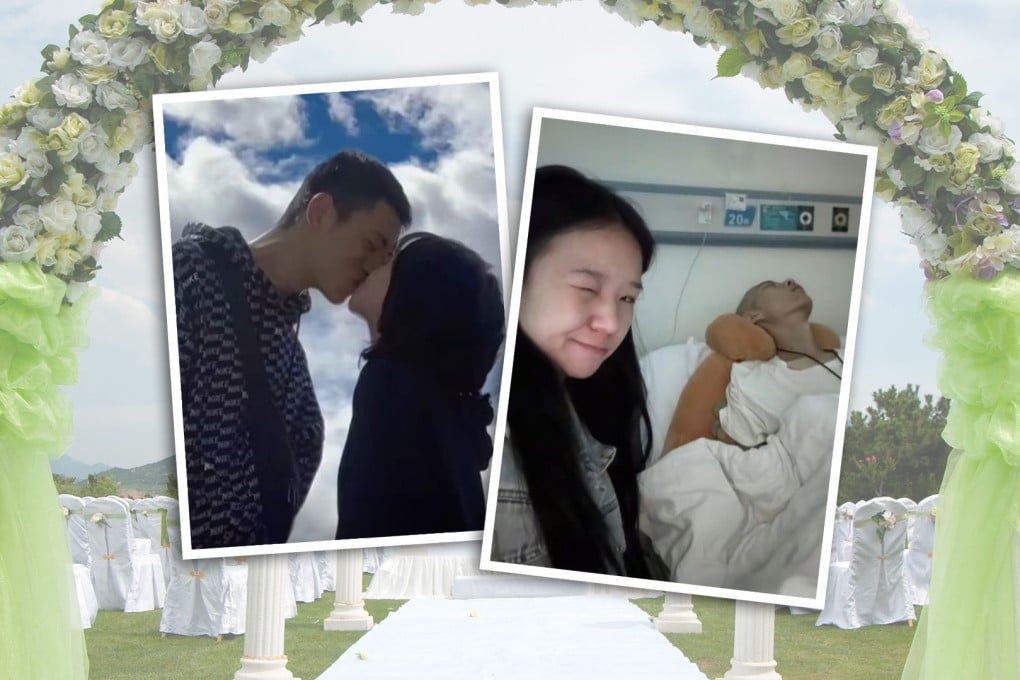 Mainland social media observers have been moved to tears by the story of a 22-year-old woman in China who has wed her dying, cancer-stricken boyfriend so they can spend his final days as a married couple. Photo: SCMP composite/Shutterstock/Douyin