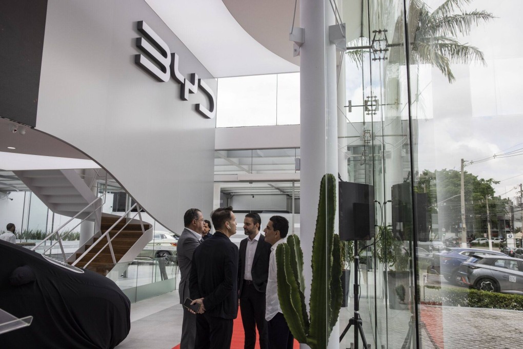 A BYD dealership in Sao Paulo, Brazil. Most of BYD’s cars are delivered to mainland customers currently, but it has recently accelerated its global expansion plans. Photo: Bloomberg