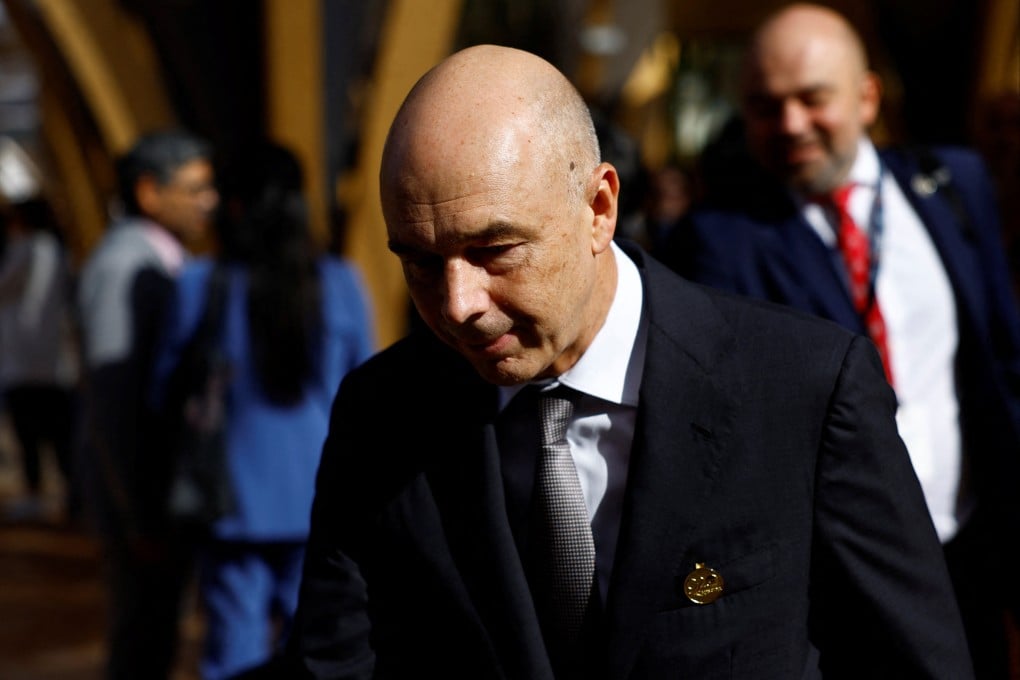 Russian Finance Minister Anton Siluanov arrives for a G20 finance leaders’ meeting in Marrakech, Morocco on Friday. Photo: Reuters