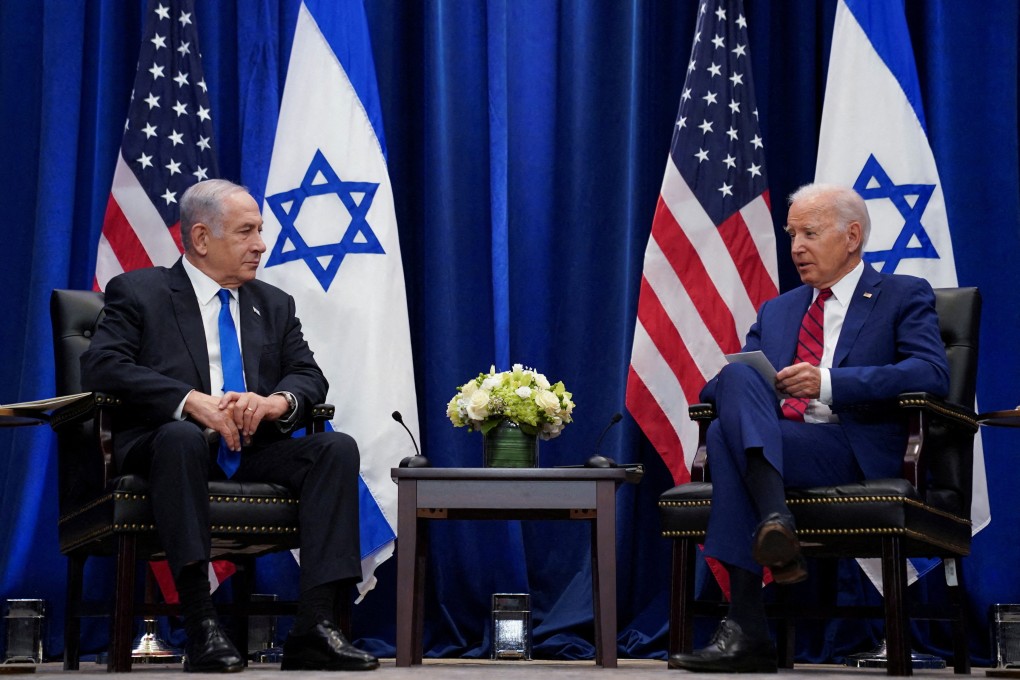 US President Joe Biden, right, and Israeli Prime Minister Benjamin Netanyahu in New York in September. Photo: Reuters