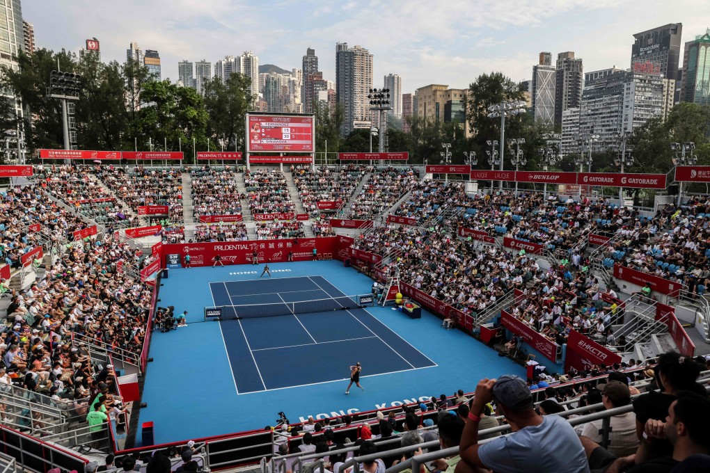 A bumper crowd watches the 2023 Hong Kong Tennis Open final at Victoria Park Tennis Stadium. Photo: AFP