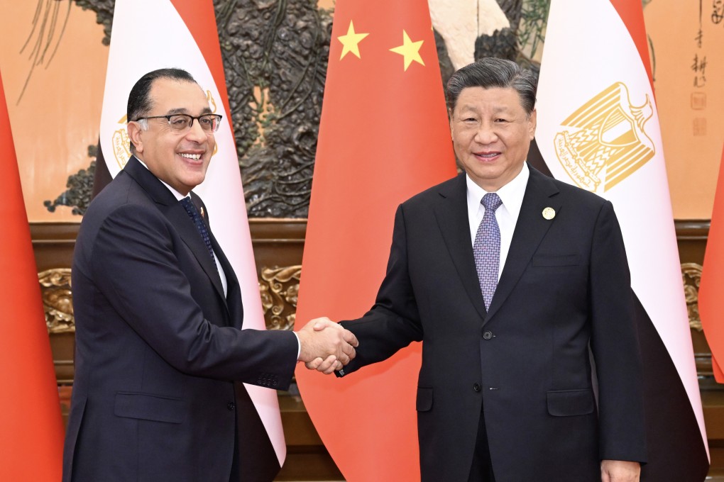 Egyptian Prime Minister Mostafa Madbouly (left) told Xi Jinping that Egypt hoped China would play a “bigger role” in resolving the crisis. Photo: Xinhua