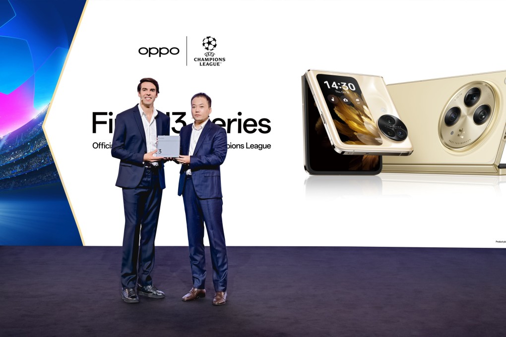 Oppo unveils foldable 5G smartphone model Find N3 for global markets, with footballer Ricardo Kaká appearing at launch. Photo: Handout