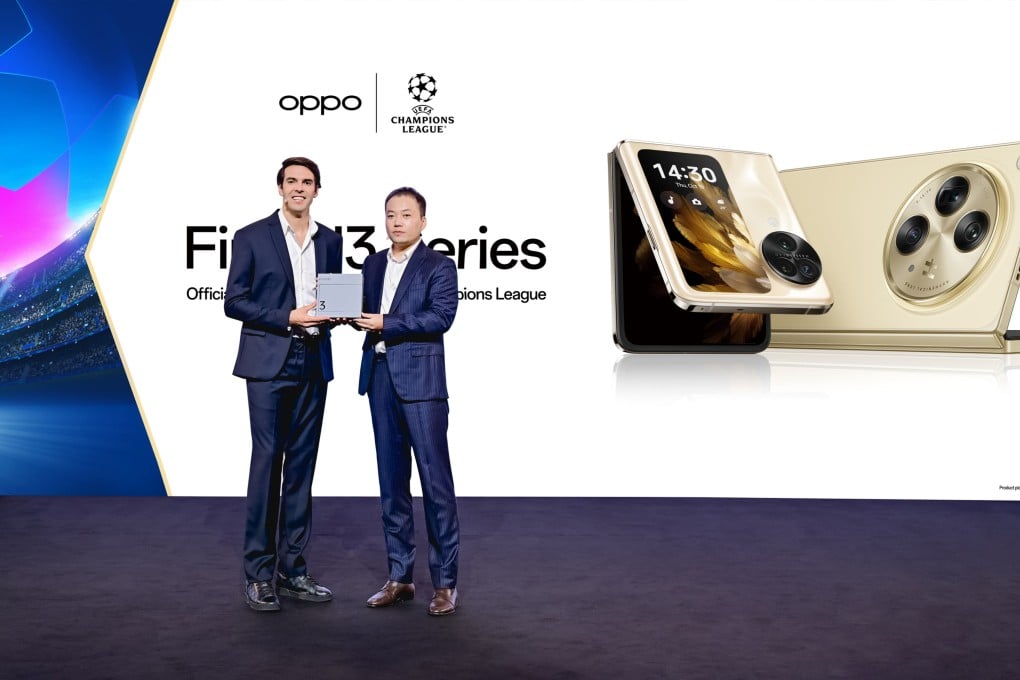 Oppo unveils foldable 5G smartphone model Find N3 for global markets, with footballer Ricardo Kaká appearing at launch. Photo: Handout