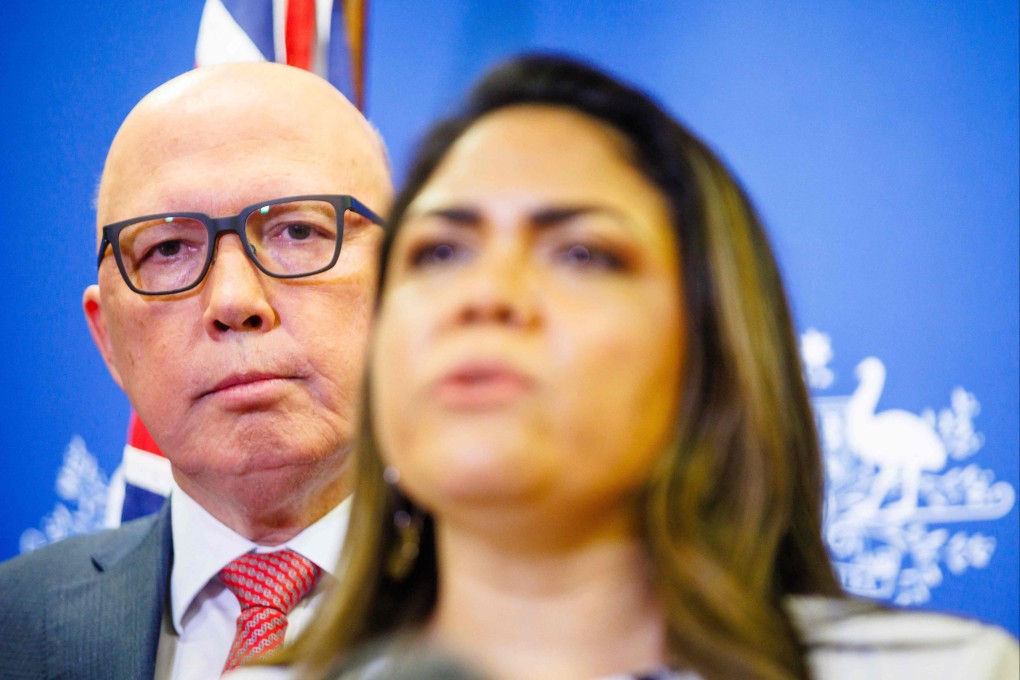 Australia opposition leader Peter Dutton attends a press conference alongside shadow minister for indigenous Australians Jacinta Nampijinpa Price, in Brisbane on October 14, after Australians roundly rejected greater rights the country’s indigenous population. The referendum result reveals the deep cleavages in Australian society that constrain Prime Minister Anthony Albanese from developing an ambitious foreign policy in the national interest. Photo: AFP