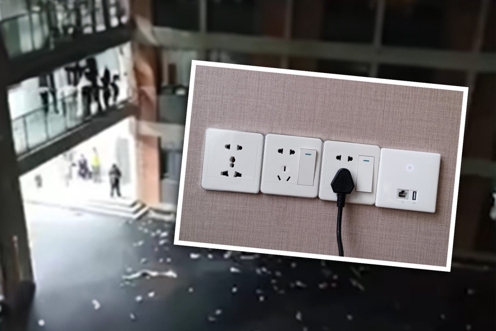 Angry students at a technical institute in China have staged rowdy protests after administrators removed all the power sockets from dormitories to stop overnight mobile phone use. Photo: SCMP composite/Shutterstock/Douyin