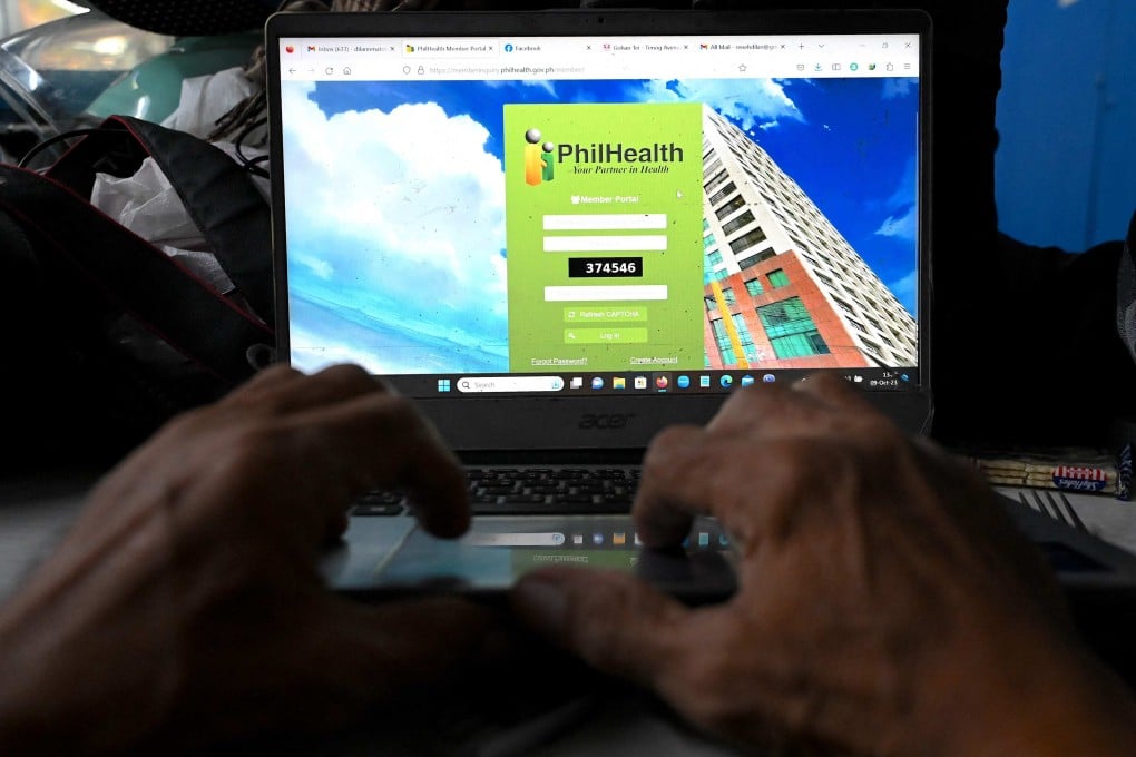 A man tries to access the login page of Philippine Health Insurance Corporation (PhilHealth) in Manila on October 9. Photo: AFP